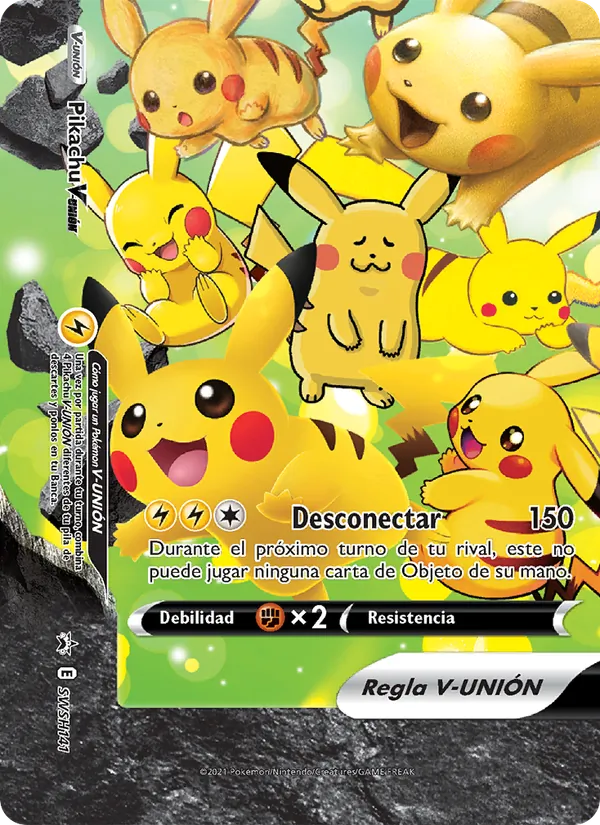 Carta Pikachu V-UNIÓN de la expansión Cartas de promoción ESES, número SWSH141/307