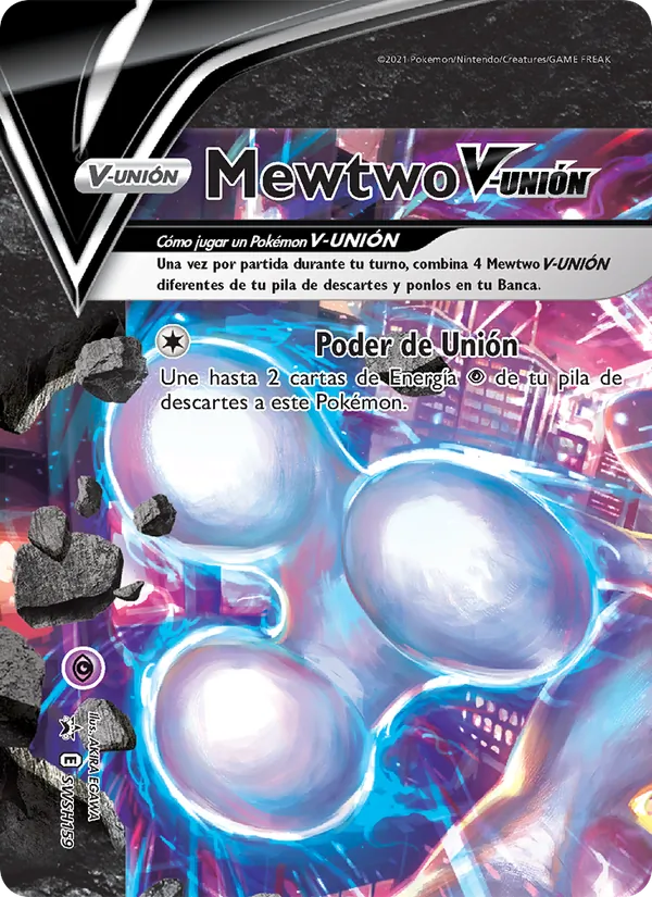 Carta Mewtwo V-UNIÓN de la expansión Cartas de promoción ESES, número SWSH159/307