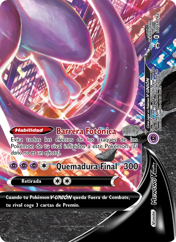 Carta Mewtwo V-UNIÓN de la expansión Cartas de promoción ESES, número SWSH162/307