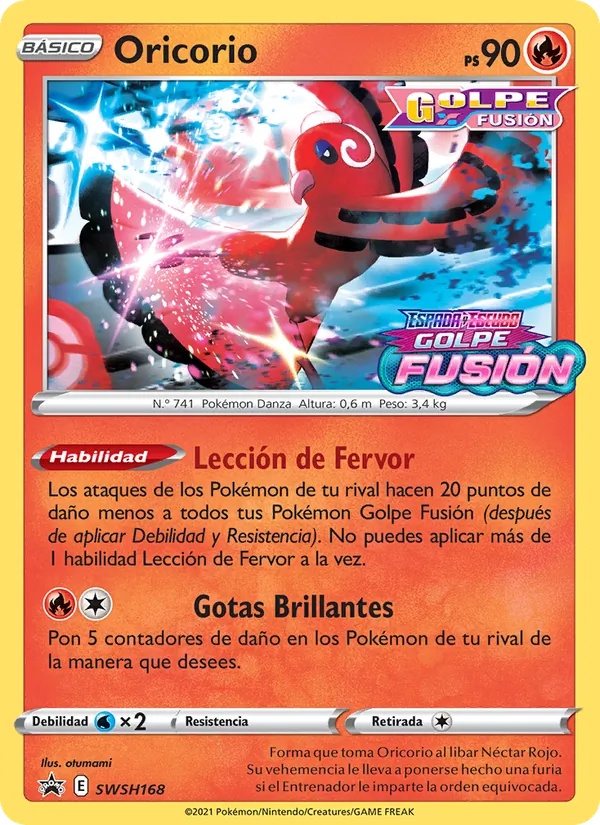 Carta Oricorio de la expansión Cartas de promoción ESES, número SWSH168/307