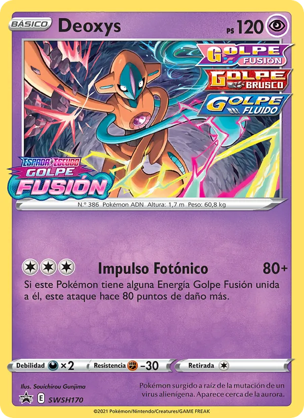 Carta Deoxys de la expansión Cartas de promoción ESES, número SWSH170/307