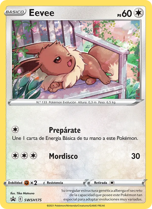 Carta Eevee de la expansión Cartas de promoción ESES, número SWSH175/307