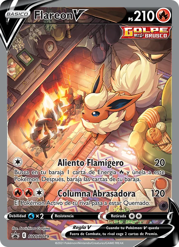 Carta Flareon V de la expansión Cartas de promoción ESES, número SWSH179/307