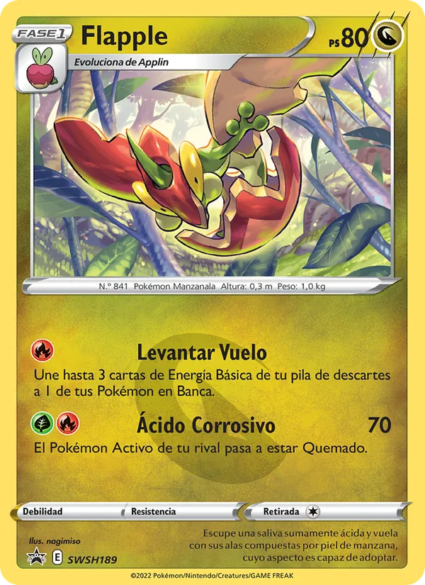 Carta Flapple de la expansión Cartas de promoción ESES, número SWSH189/307