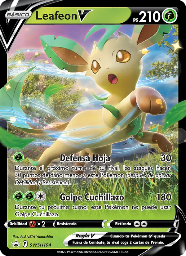 Carta Leafeon V de la expansión Cartas de promoción ESES, número SWSH194/307
