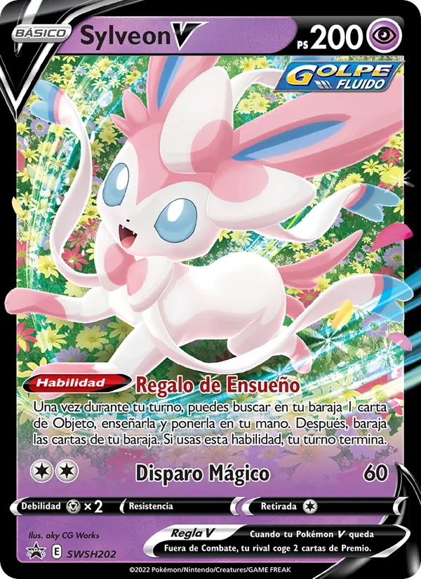 Carta Sylveon V de la expansión Cartas de promoción ESES, número SWSH202/307