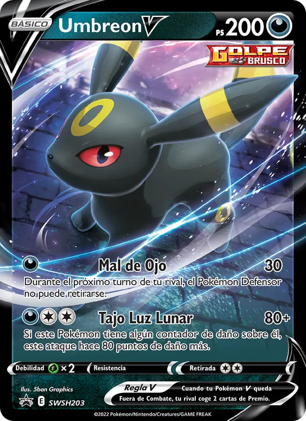 Carta Umbreon V de la expansión Cartas de promoción ESES, número SWSH203/307