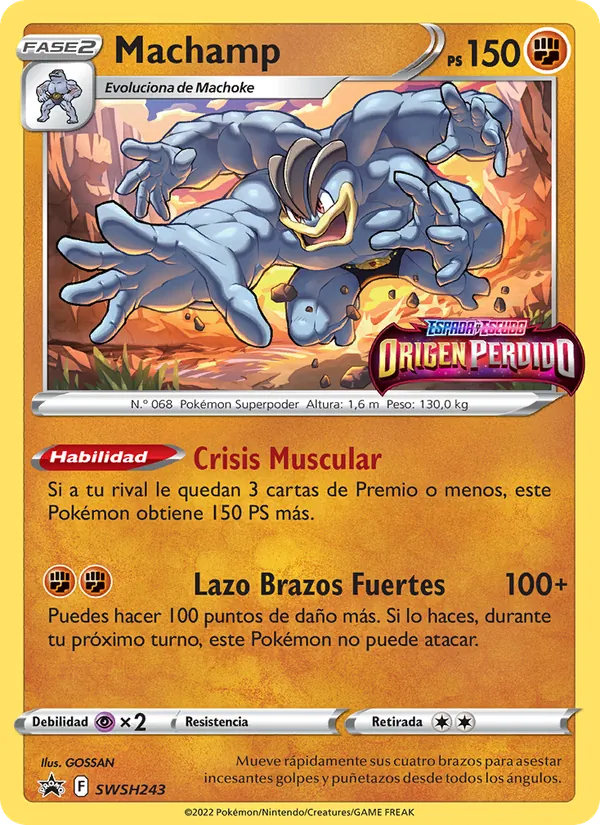 Carta Machamp de la expansión Cartas de promoción ESES, número SWSH243/307