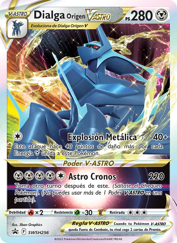 Carta Dialga Origen V-ASTRO de la expansión Cartas de promoción ESES, número SWSH256/307