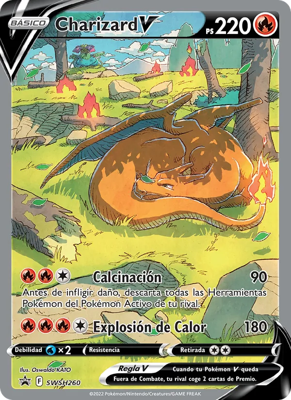 Carta Charizard V de la expansión Cartas de promoción ESES, número SWSH260/307
