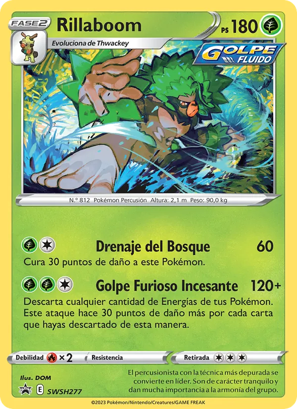Carta Rillaboom de la expansión Cartas de promoción ESES, número SWSH277/307