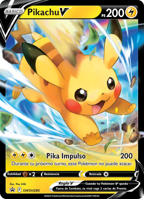 Carta Pikachu V de la expansión Cartas de promoción ESES, número SWSH285/307