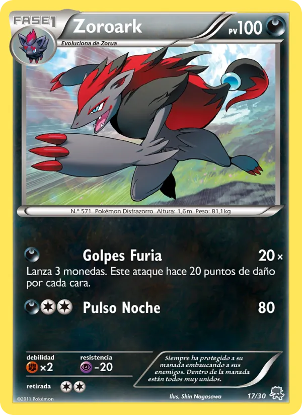 Kartu Zoroark dari BW trainer Kit (Zoroark), nomor 17/30