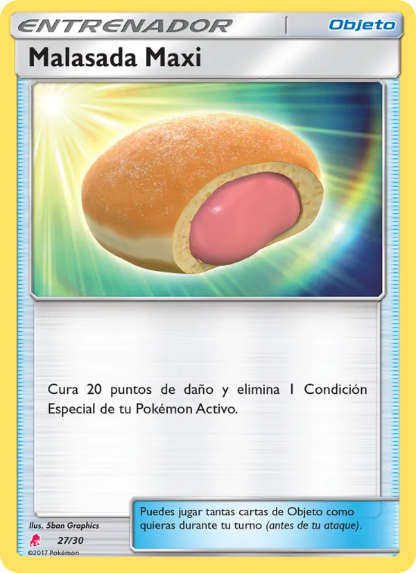 Carta Malasada Maxi de la expansión Kit de Entrenador Sol y Luna (Lycanroc), número 27/30