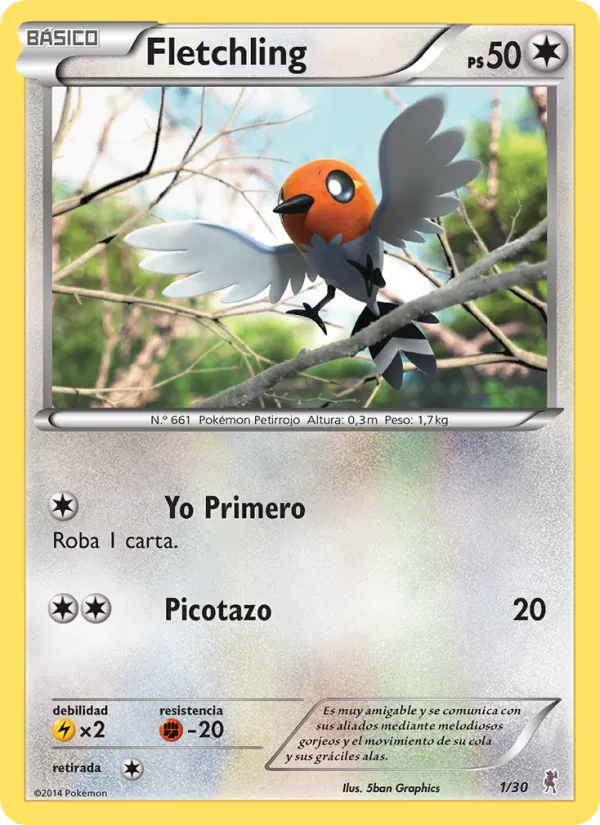 Carta Fletchling de la expansión Kit de Entrenador XY (Bisharp), número 1/30