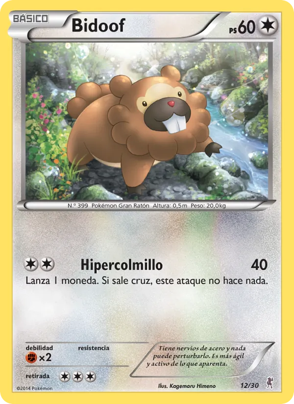 Carta Bidoof de la expansión Kit de Entrenador XY (Bisharp), número 12/30