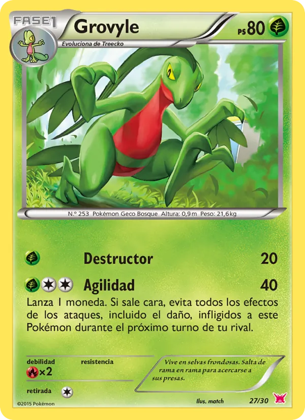 Carta Grovyle de la expansión Kit de Entrenador XY (Latias), número 27/30