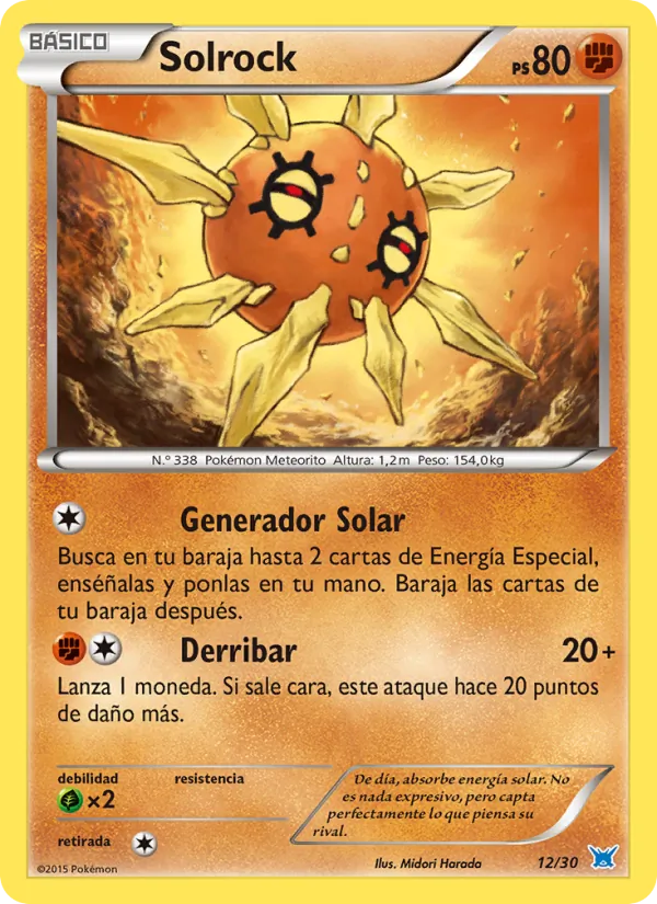 Carta Solrock de la expansión Kit de Entrenador XY (Latios), número 12/30