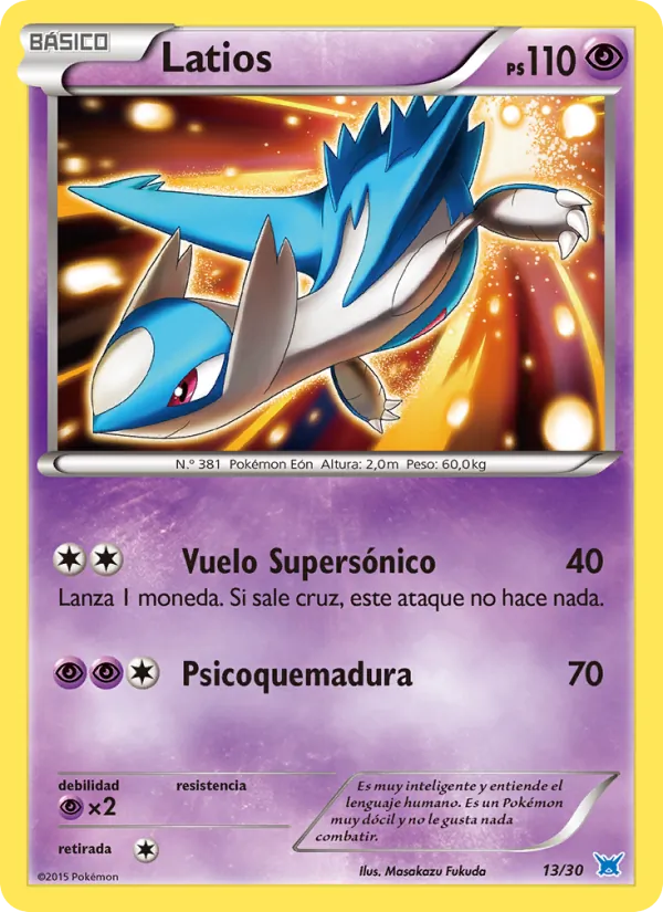 Carta Latios de la expansión Kit de Entrenador XY (Latios), número 13/30