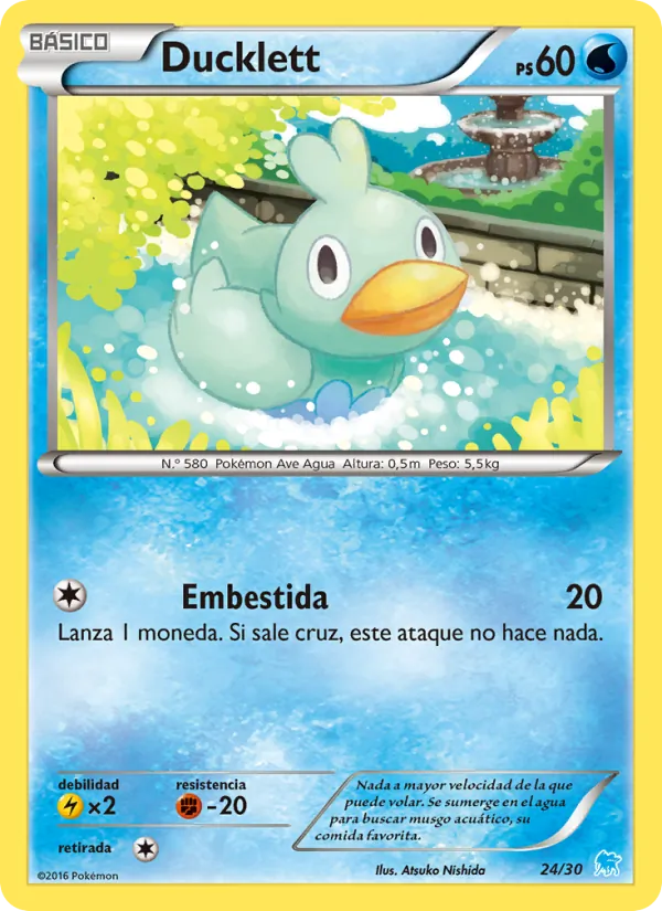 Carta Ducklett de la expansión Kit de Entrenador XY (Suicune), número 24/30