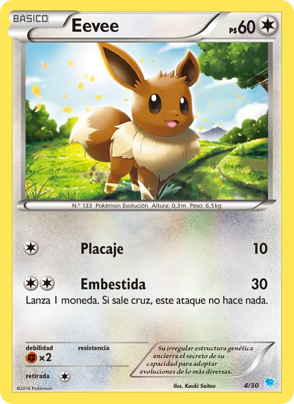 Carta Eevee de la expansión Kit de Entrenador XY (Suicune), número 4/30