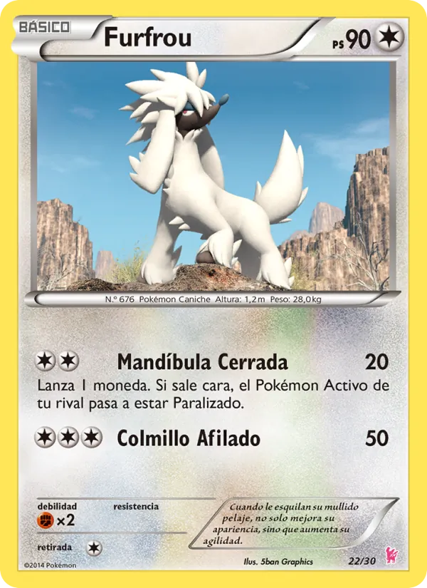Carta Furfrou de la expansión Kit de Entrenador XY (Pikachu Enmascarada), número 22/30