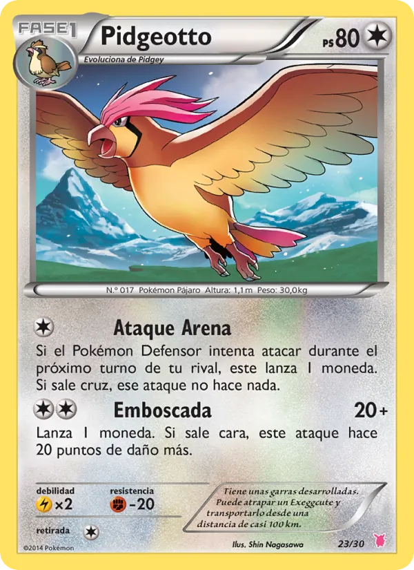 Carta Pidgeotto de la expansión Kit de Entrenador XY (Wigglytuff), número 23/30
