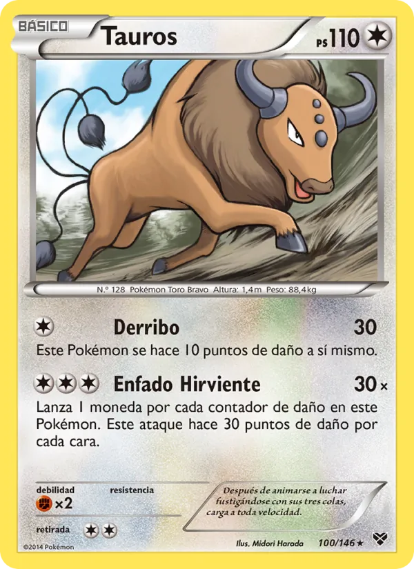 Carta Tauros de la expansión XY, número 100/146