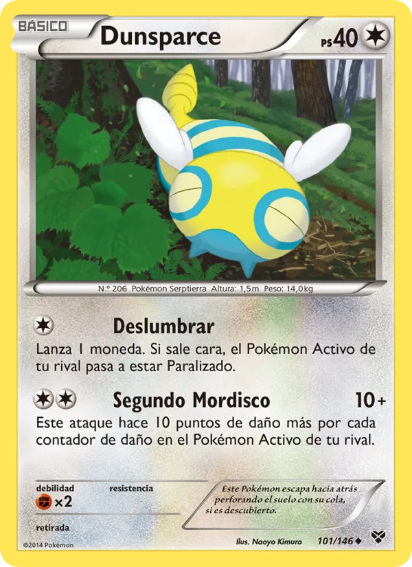 Carta Dunsparce de la expansión XY, número 101/146