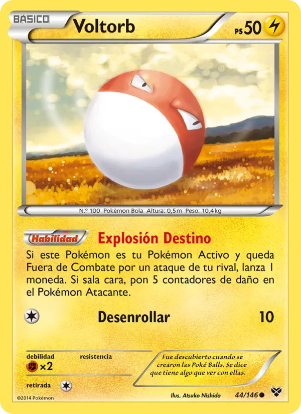 Carta Voltorb de la expansión XY, número 44/146