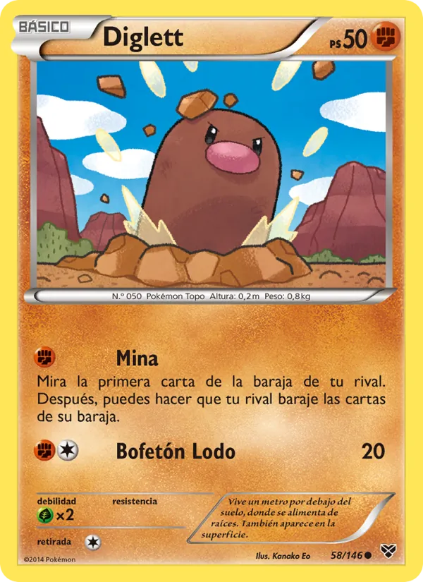 Carta Diglett de la expansión XY, número 58/146