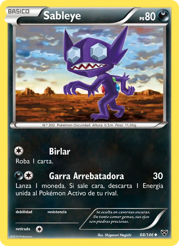 Carta Sableye de la expansión XY, número 68/146