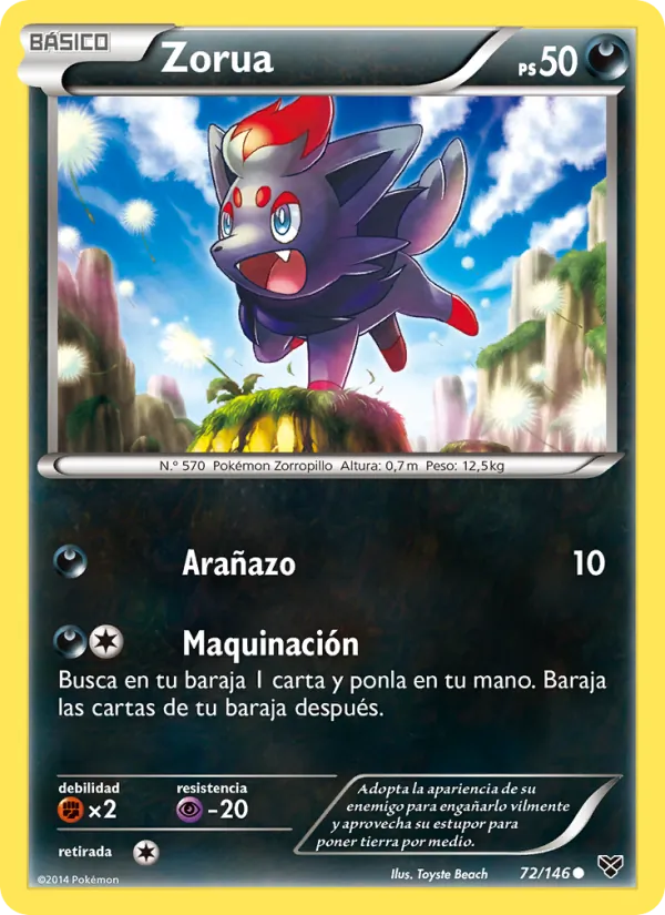 Carta Zorua de la expansión XY, número 72/146