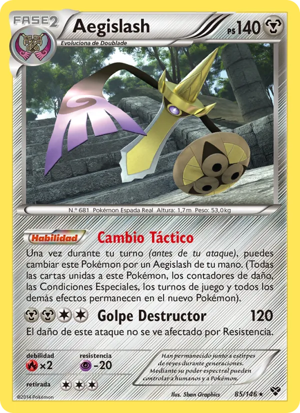 Carta Aegislash de la expansión XY, número 85/146