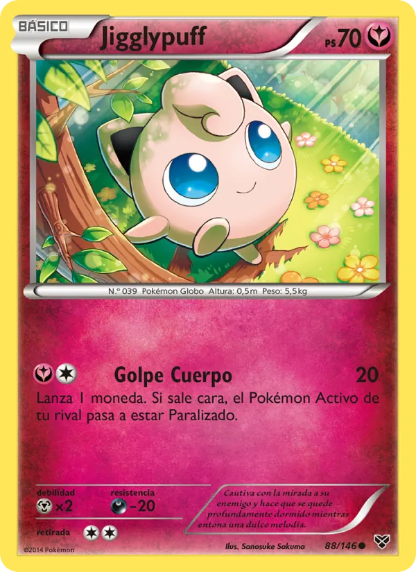 Carta Jigglypuff de la expansión XY, número 88/146