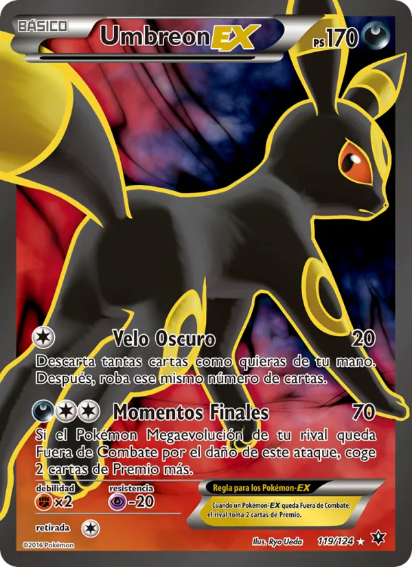 Carta Umbreon EX de la expansión Destinos Enfrentados, número 119/124
