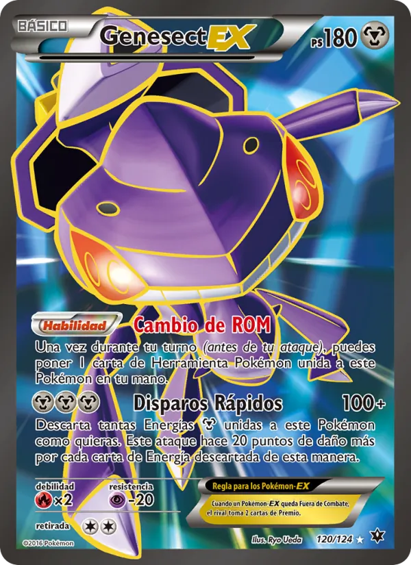 Carta Genesect EX de la expansión Destinos Enfrentados, número 120/124