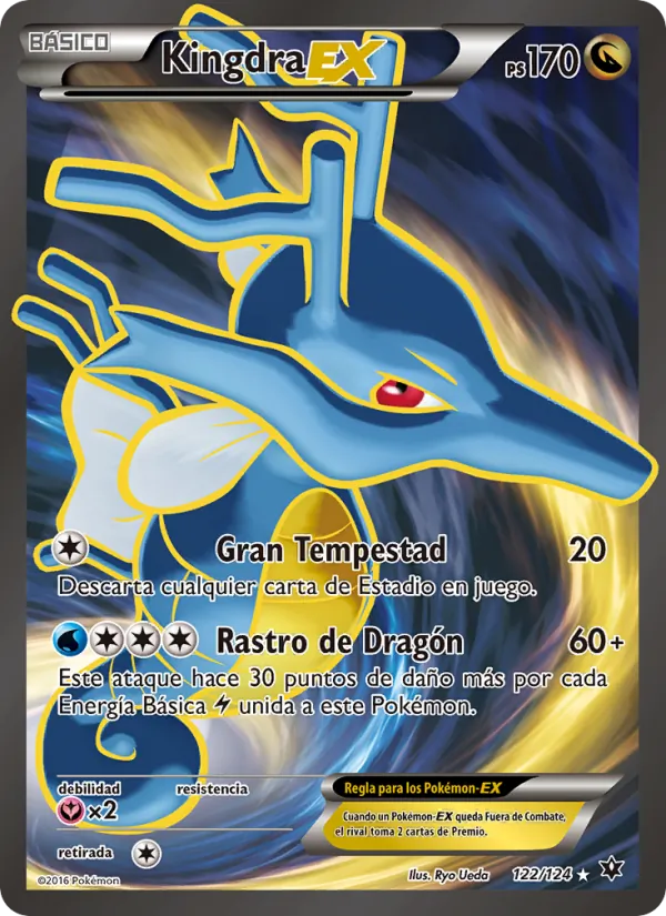 Carta Kingdra EX de la expansión Destinos Enfrentados, número 122/124