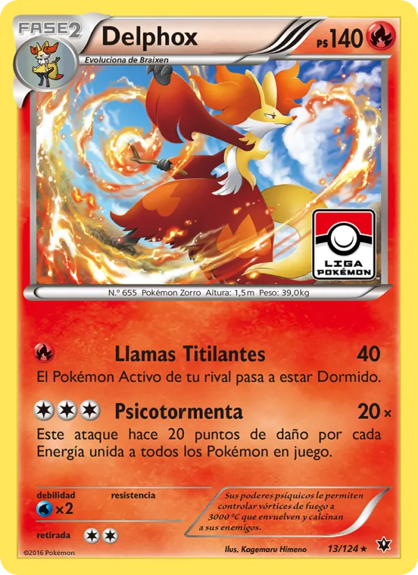 Carta Delphox de la expansión Destinos Enfrentados, número 13/124