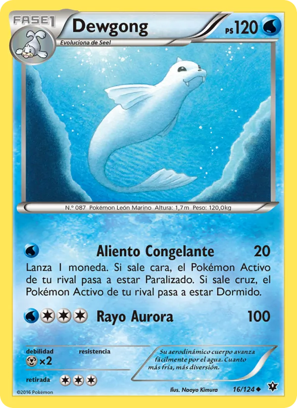 Carta Dewgong de la expansión Destinos Enfrentados, número 16/124