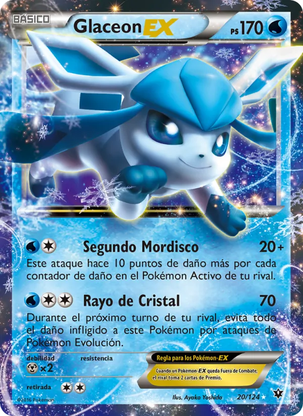 Carta Glaceon EX de la expansión Destinos Enfrentados, número 20/124