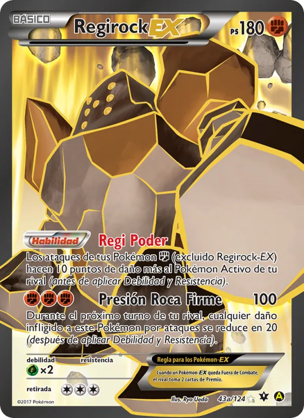 Carta Regirock EX de la expansión Destinos Enfrentados, número 43a/124
