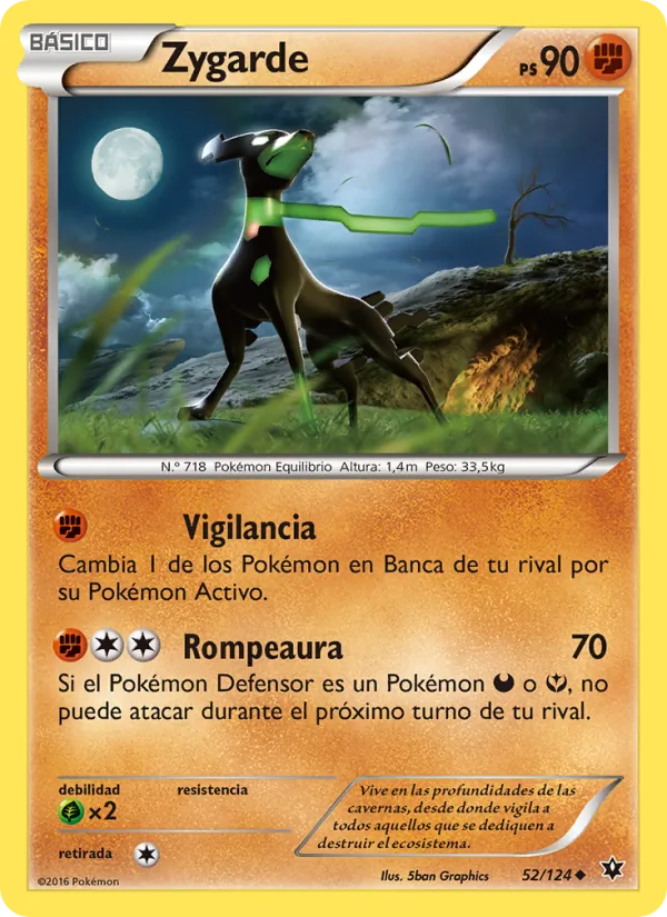 Carta Zygarde de la expansión Destinos Enfrentados, número 52/124