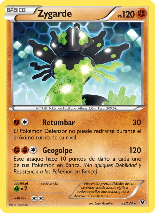 Carta Zygarde de la expansión Destinos Enfrentados, número 53/124