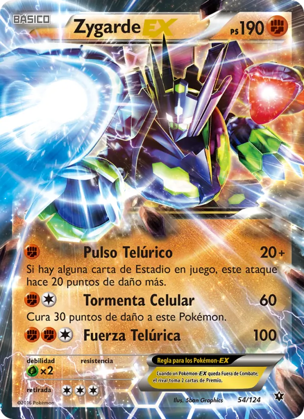 Carta Zygarde EX de la expansión Destinos Enfrentados, número 54/124
