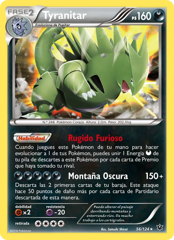 Carta Tyranitar de la expansión Destinos Enfrentados, número 56/124