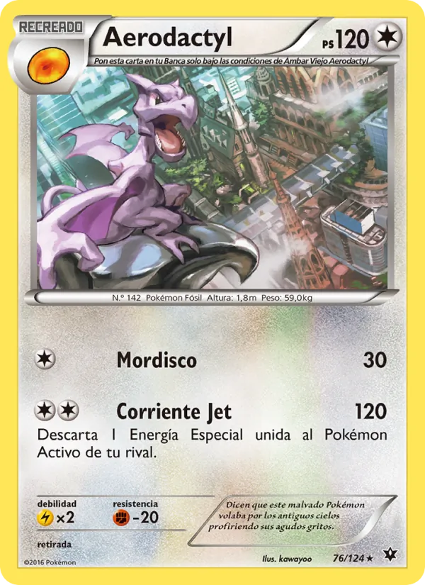 Carta Aerodactyl de la expansión Destinos Enfrentados, número 76/124