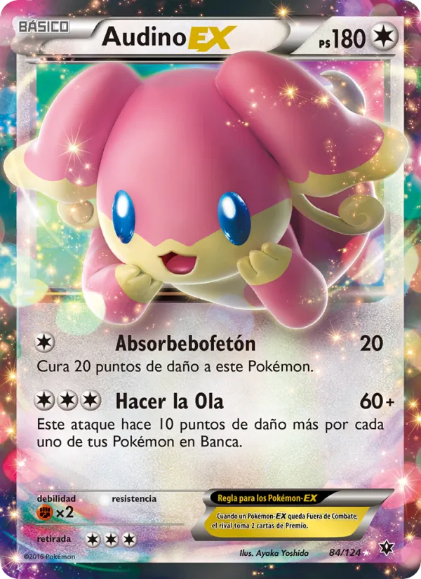 Carta Audino EX de la expansión Destinos Enfrentados, número 84/124