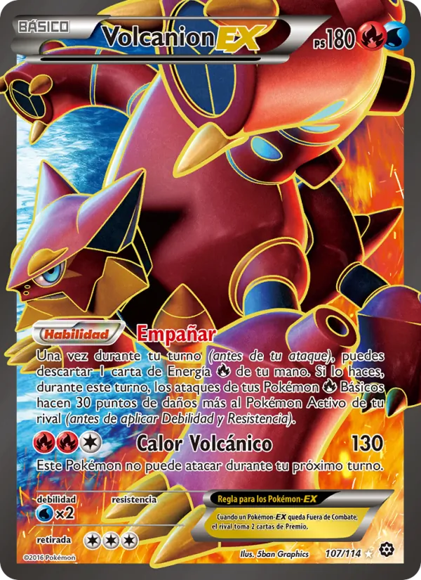 Carta Volcanion EX de la expansión Asedio de Vapor, número 107/114