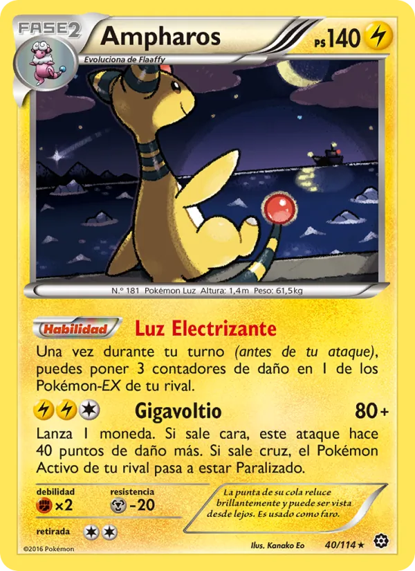 Carta Ampharos de la expansión Asedio de Vapor, número 40/114